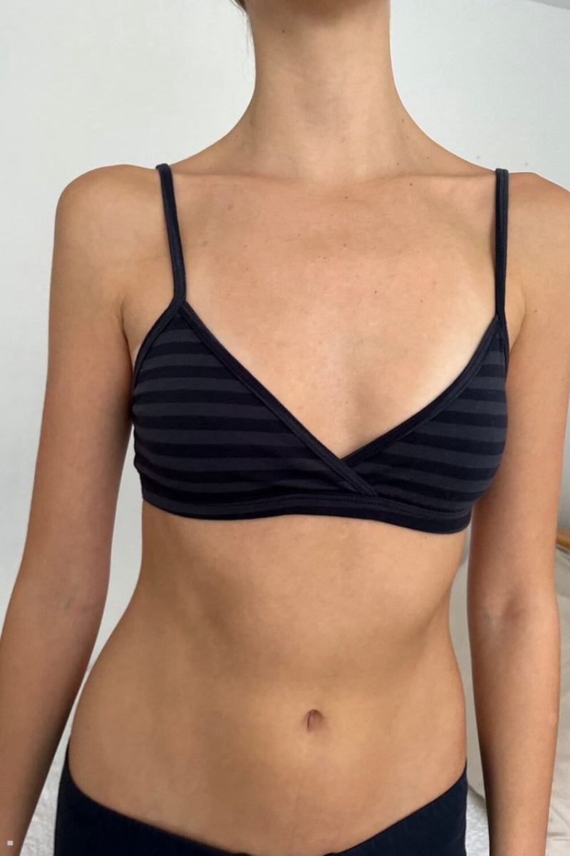 Soutien Gorge Brandy Melville Polina Rayé Bleu Marine | SKO-01651487